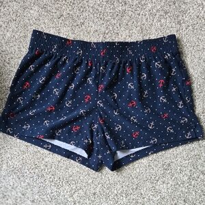 No Boundaries Navy Anchor Print Women's Athletic Shorts